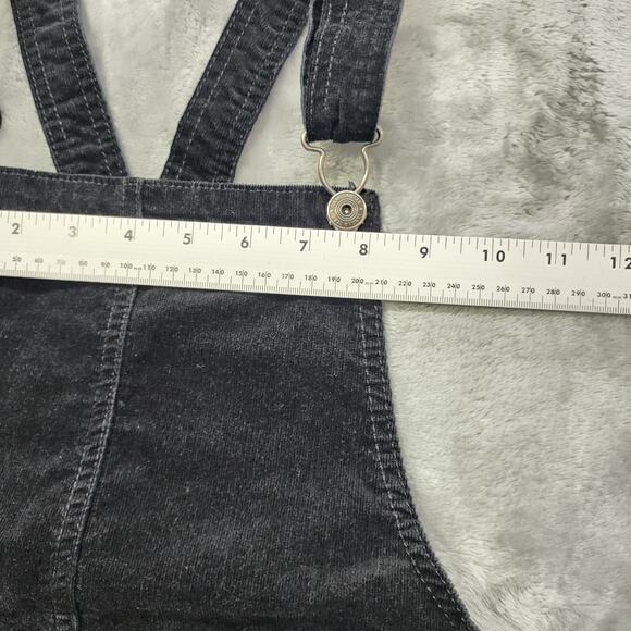 Vanilla Star Dress Womens 5 Juniors Black Corduroy Jumper Overalls Mini Casual - Picture 4 of 9